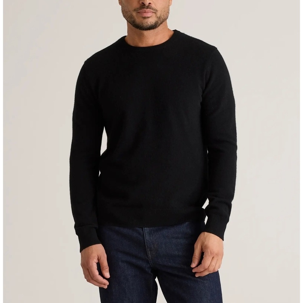 Quince Mens L NWT Mongolian Cashmere Crewneck Sweater Black Quiet Lux Minimalist